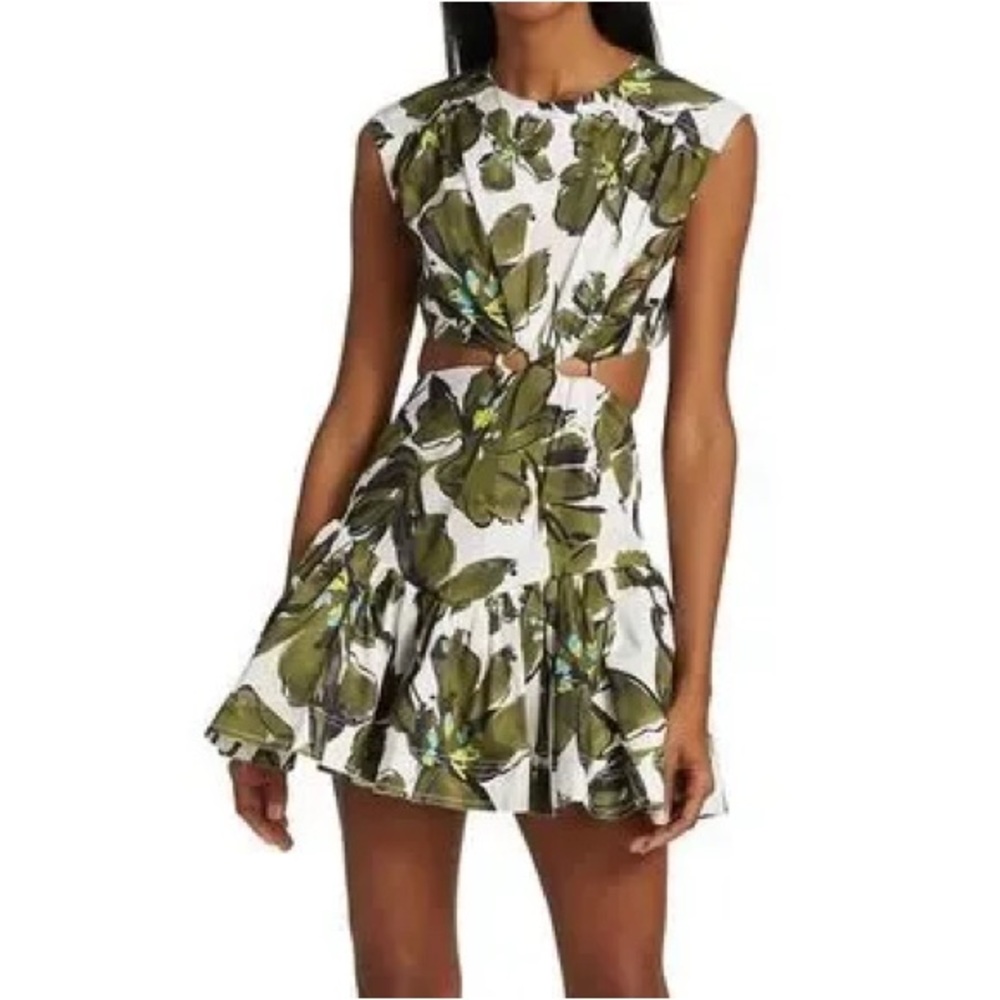Aje Green Floral Mini Dress